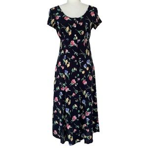 Vintage Petite Sophisticate Midi Dress Flower Print